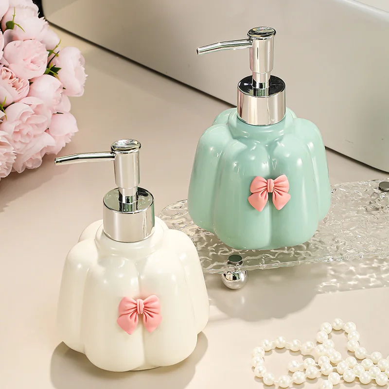 400ml Pumpkin Ceramic Hand Sanitizer Bottle Luxury Home Hotel Shower Gel Shampoo Storage Bottle Bathroom Decoration Accessories