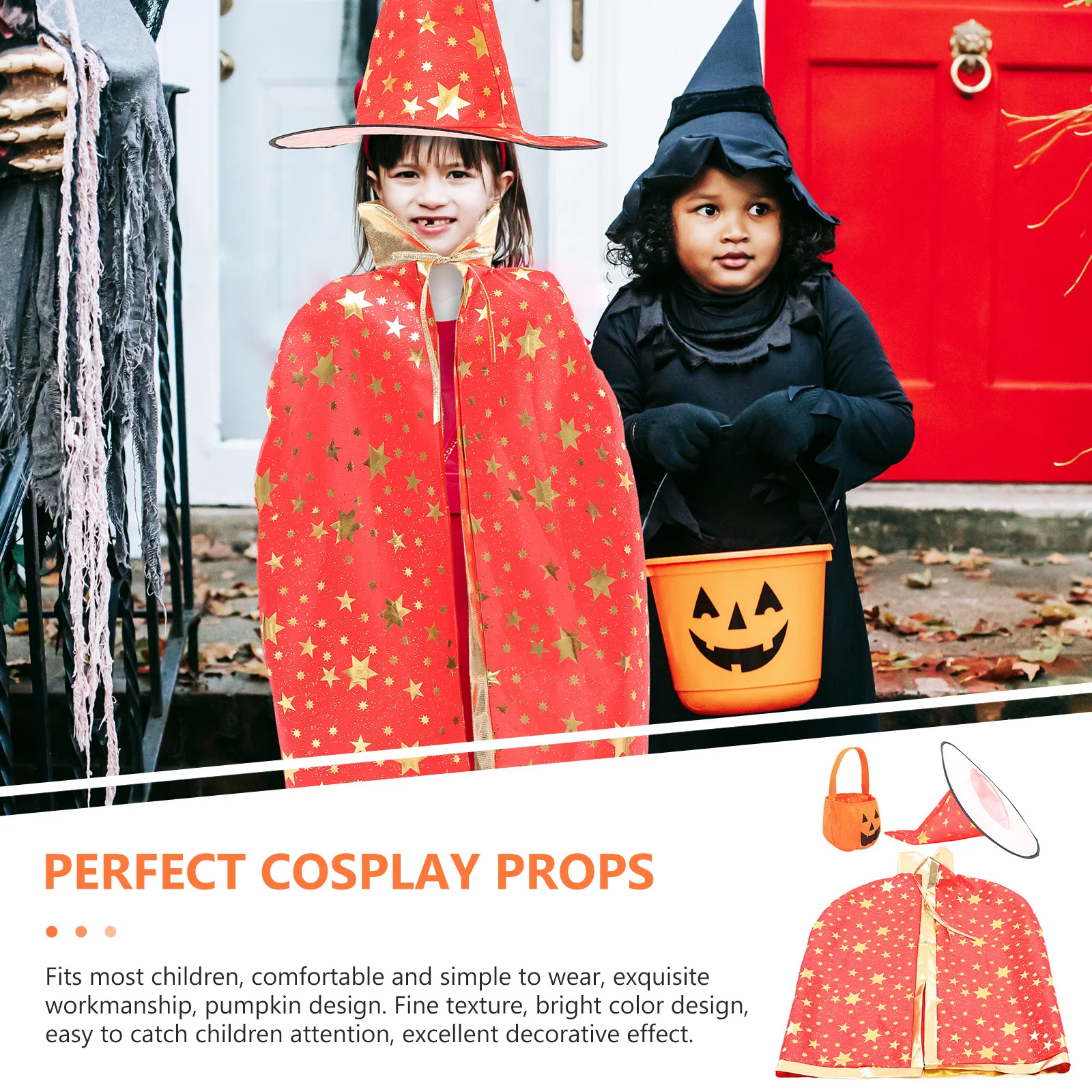 1Set Pompoen Thema Kids Cape Hoed Set Halloween Kostuum Cosplay Party Dress Up Kledij Kids Tool Set