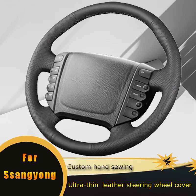 

DIY Car Steering Wheel Cover Non Slip Perforated Microfiber Leather For Ssangyong Rexton Rexton W Rodius Braid Car Accessories