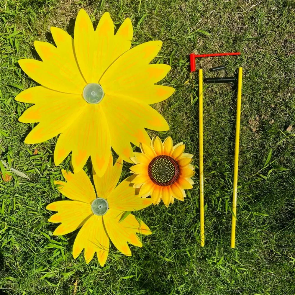 Multistyles Sunflower Windmill PVC Diameter 36+25cm Stake Standing Lawn Flower Pinwheel Rotating Sunflower