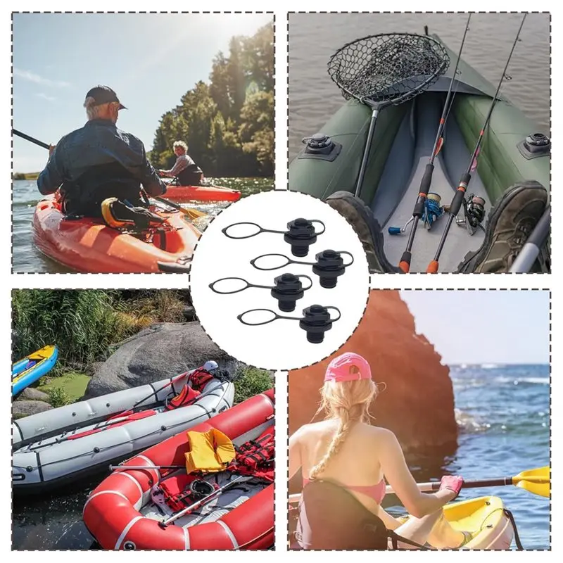 Superior-Inflatable Plug Kayak Accessories Black Boston Screws Air Valve Plug Quick Inflation Deflation Anti-Leakage Replacement