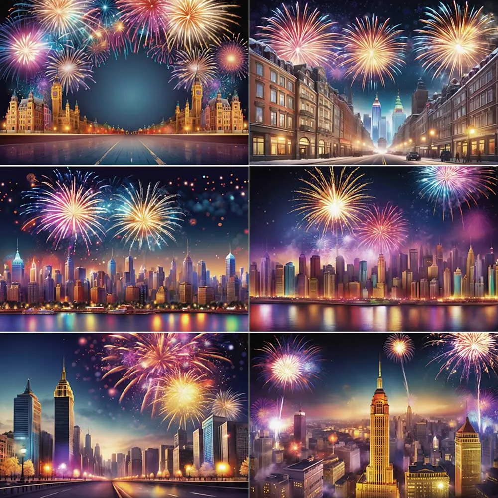 MOON.QG 2025 New Year Decoration Background Photography Christmas Fireworks Party Banner Backdrop Home Studio Photocall Supplies