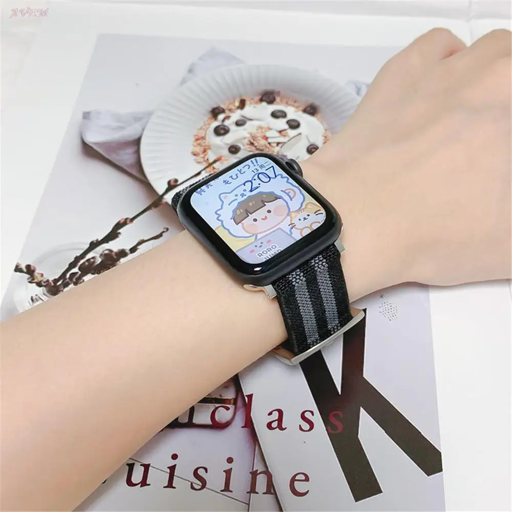 Nylon Strap for Apple Watch Band 44mm 40mm 42mm 38mm Sport Elastic Metal Buckle Wrist Bracelet for iWatch Series 1 2 3 4 5 6 SE