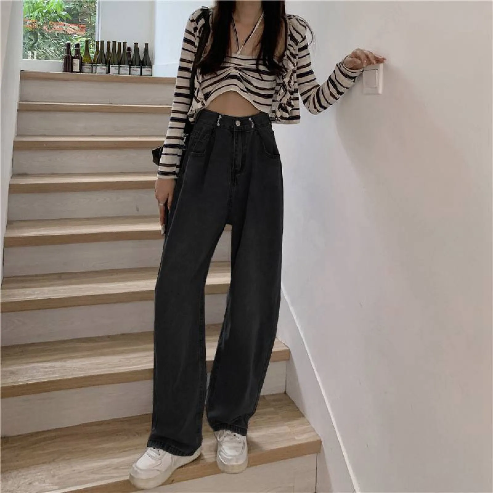 

Baggy Jeans Woman High Waisted Casual Straight Vintage Streetwear Pants Y2k Fashion Lady Clothes Autumn Wide Leg Denim Trouser