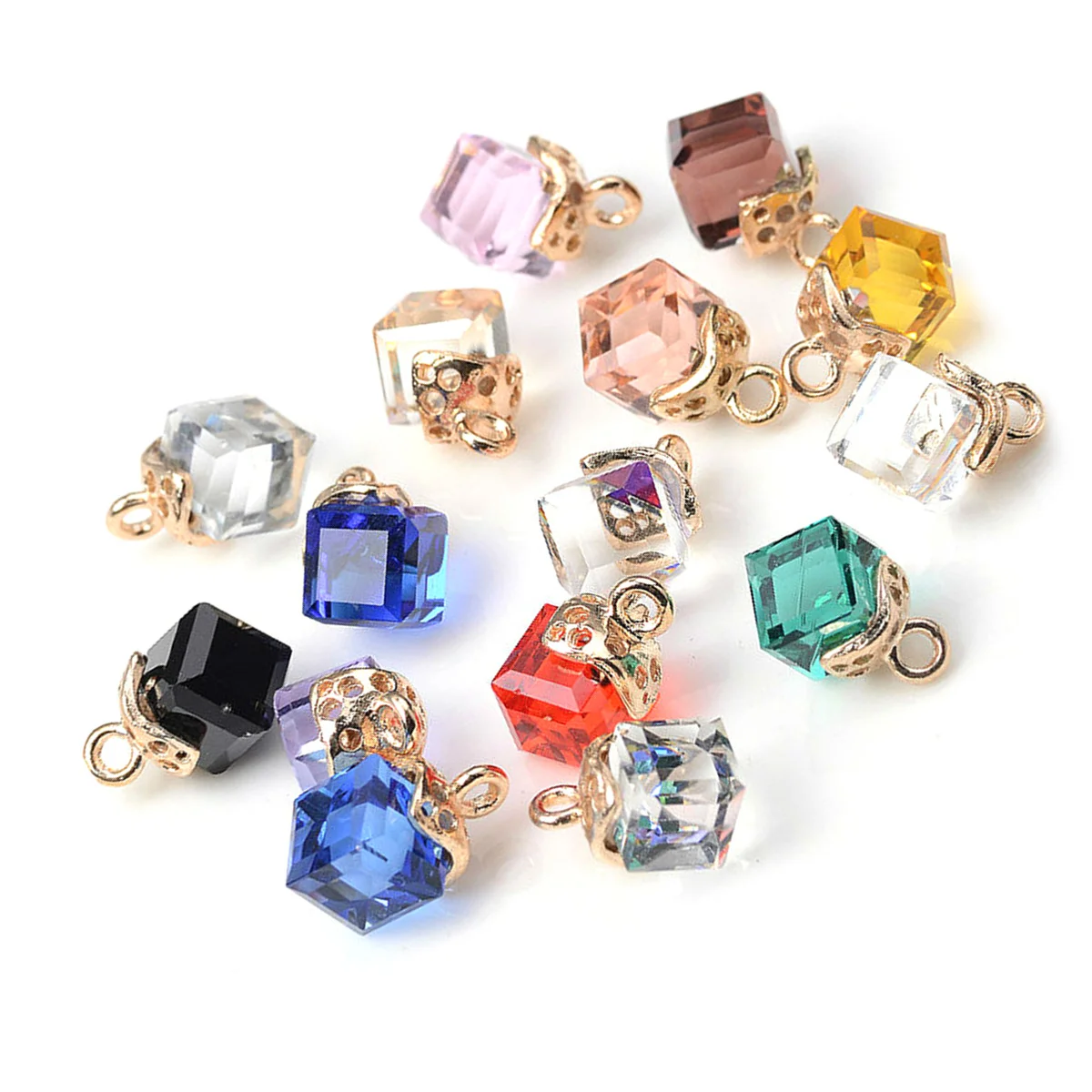 

20Pcs Crystal Pendant Charms Cubic for Jewelry Making Necklace Bracelet Earrings DIY Craft Supplies Gift Cubic Crystal Pendants