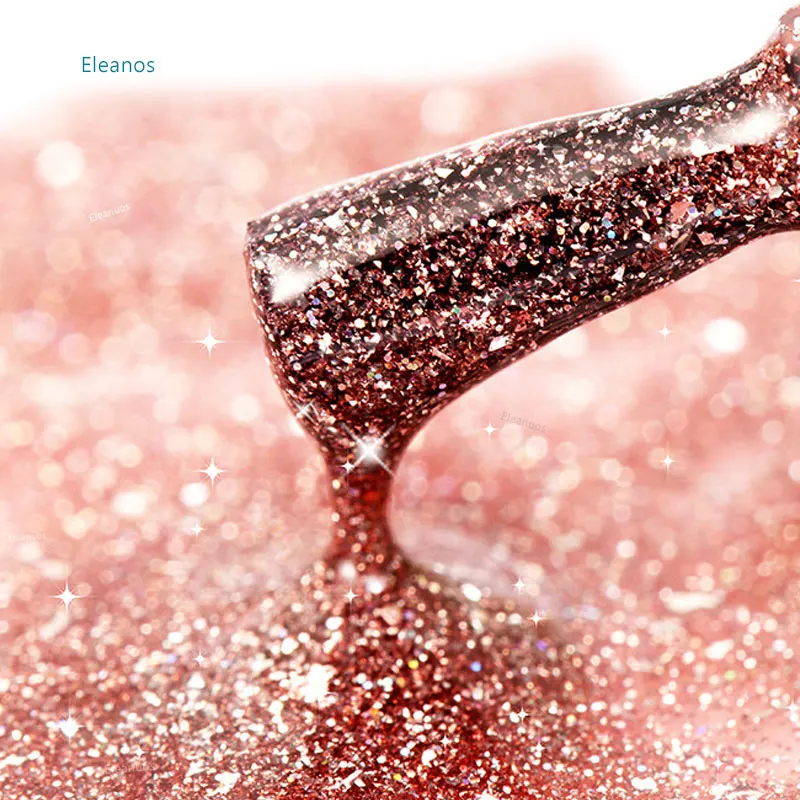 Eleanos 15ml reflektieren der Glitzer-Gel-Nagellack mit Farbkarten-Glasflasche funkelnde Pailletten UV-Gel-Kit für die Maniküre einweichen