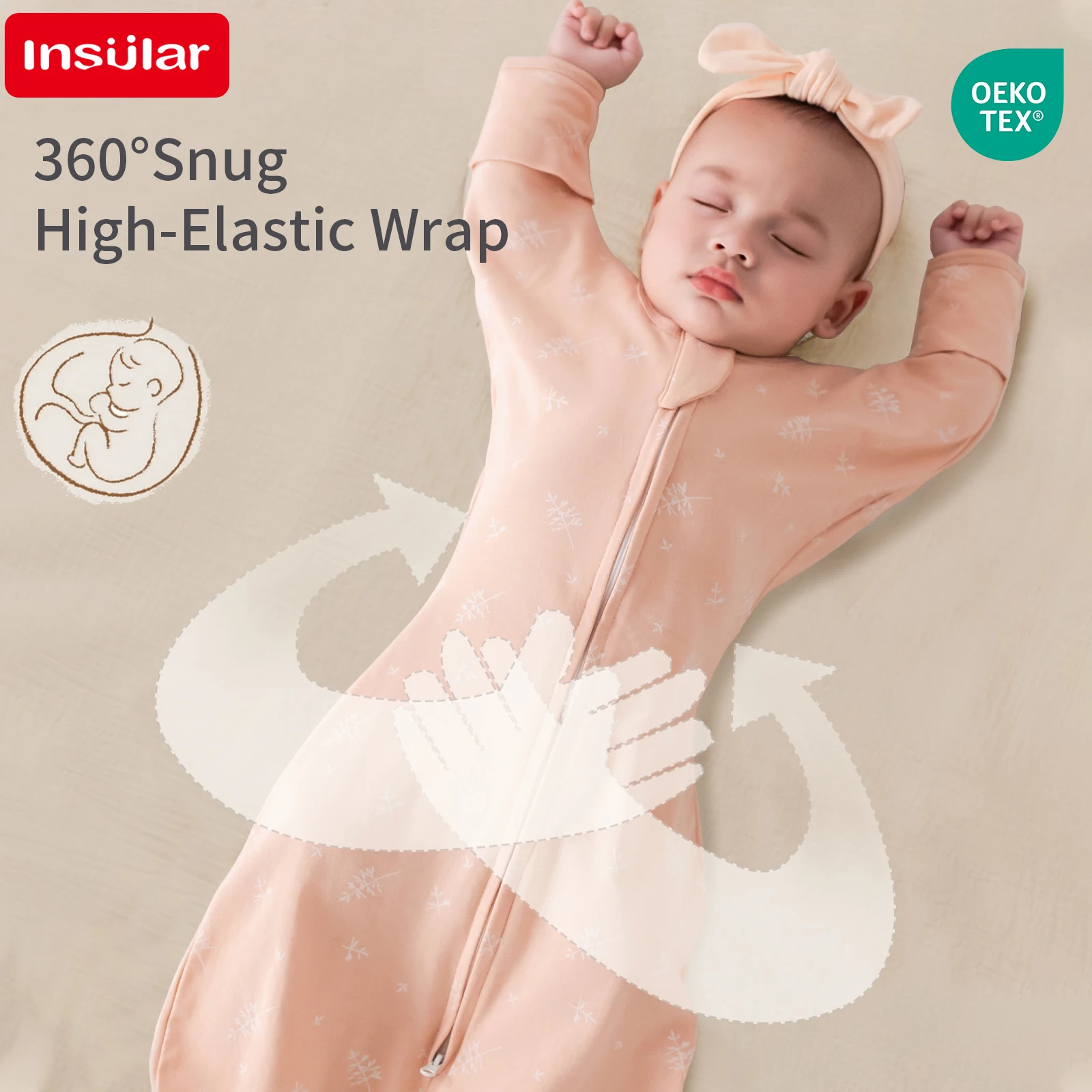 كيس نوم معزول كيس نوم قطني بيجامة رفيعة مضادة للركل ملابس نايتي 2-Way سحاب للأطفال حديثي الولادة محاكاة الرحم 0-1 سنة #2