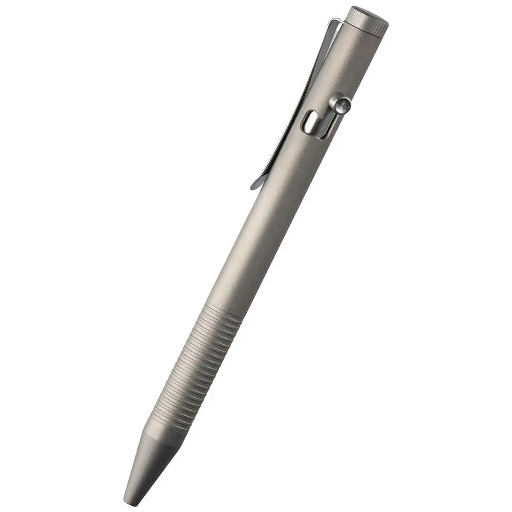 Grey Titanuim Alloy Bolt Action Pen Ballpoint Pen Easy Carry Daily Writing Use Pen Refillable Retractable Ballpoint Pens