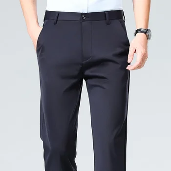 Mens Straight Fit Business Dress Pants Stretch Wrinkle Resistant Breathable Soft Formal Trousers for Office Daily Wear 4