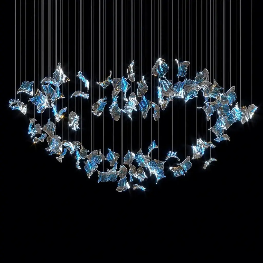 Customized Nordic Modern Hotel Lobby Shopping Mall Restaurant Project Light Creative Headlight Shaping Crystal Adjustable Cha