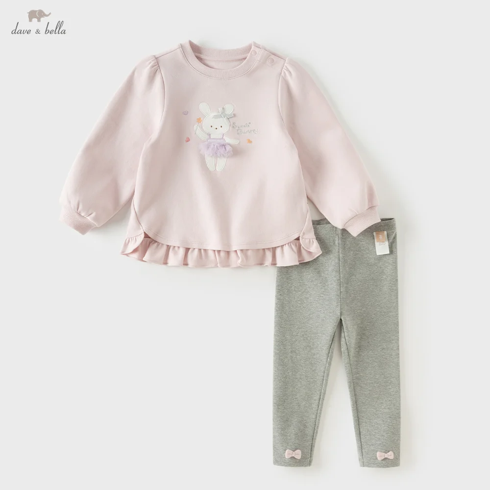 Dave Bella Knitwear Pants Set Children’s Outfit And Suit For A Girl Autumn Top Sports Trousers Sweet 4 to 12 Years Old DB3263028