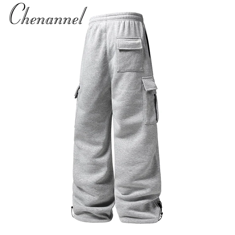 

High Waist Fashion Pocket Elastic Straight Cargo Pants Casual Streetwear Sweatpant Y2K Trousers