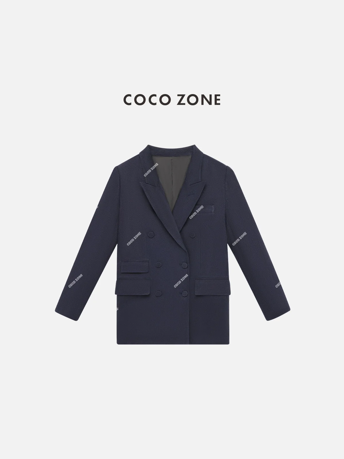 

Early Autumn Commute Women's Double-Breasted Linen Suit Jaet Straight Cut Classic Long Sve Stand Collar Mid-Length ZONE