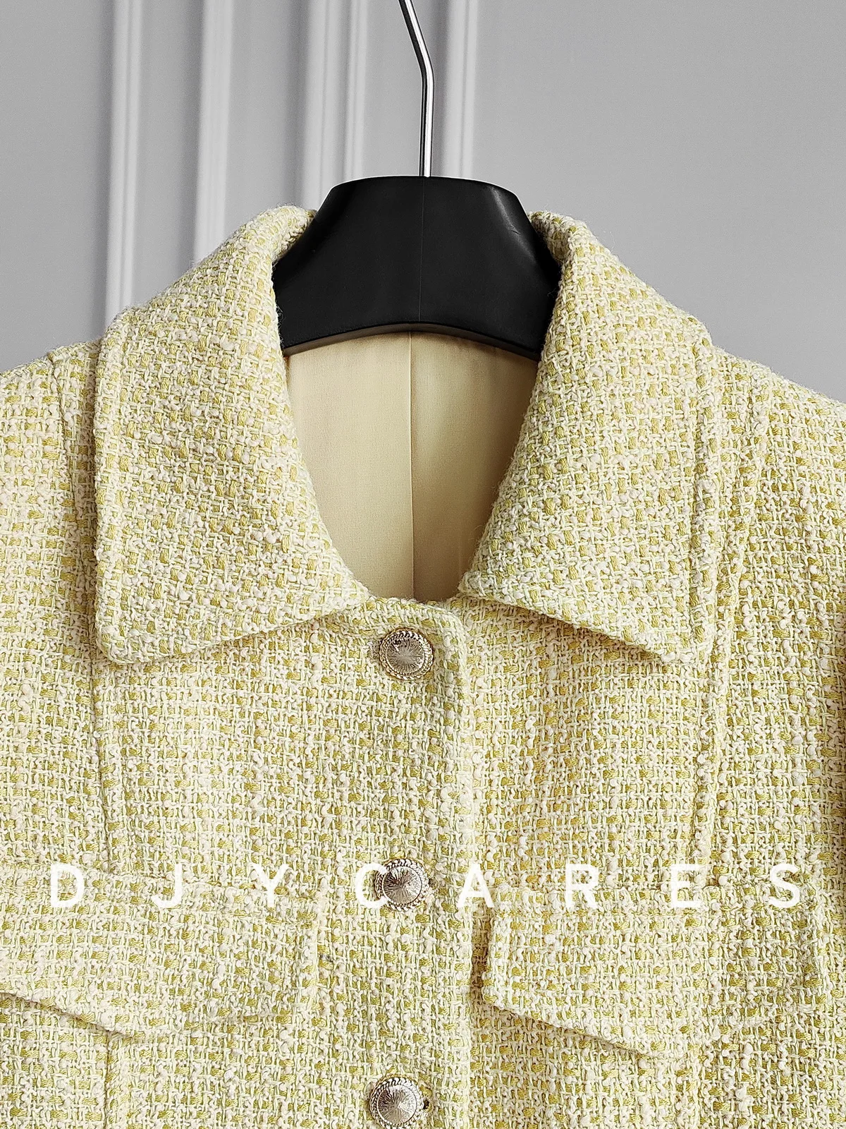 New Coarse woolen soft jasmine yellow simple temperament jacket versatile top big  size