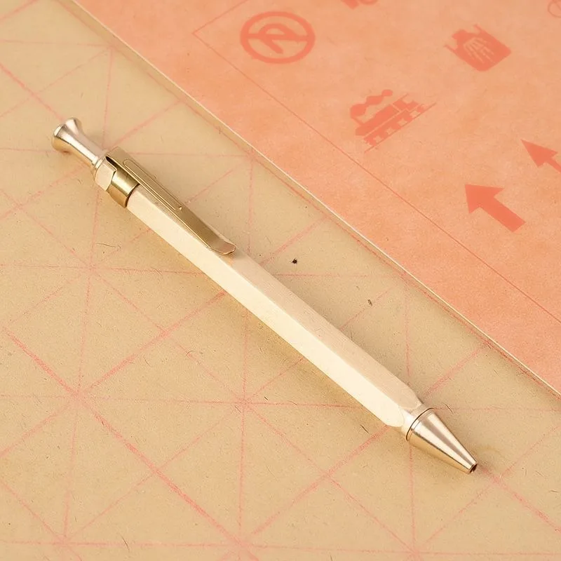 Luxury Heavy Brass Ballpoint Pen Bolt Action Signature Pen for School Office Writing Black Refill Stationery Xmas Birthday Gift