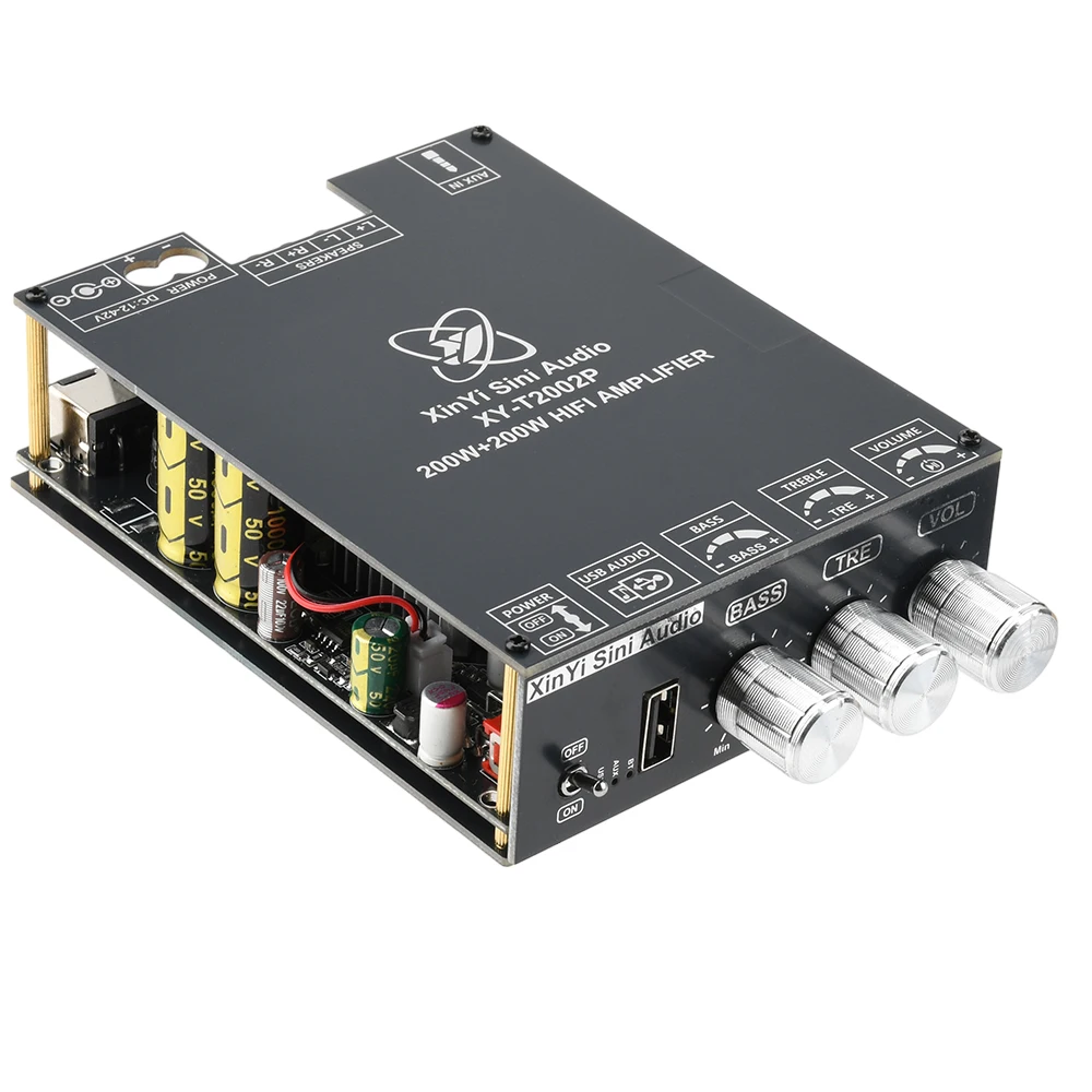 XY-T2002P 2*200W TPA3223 Bluetooth 5.2 Power Audio Stereo Amplifier Board Support AUX/U Disk/USB Sound Card Audio Input