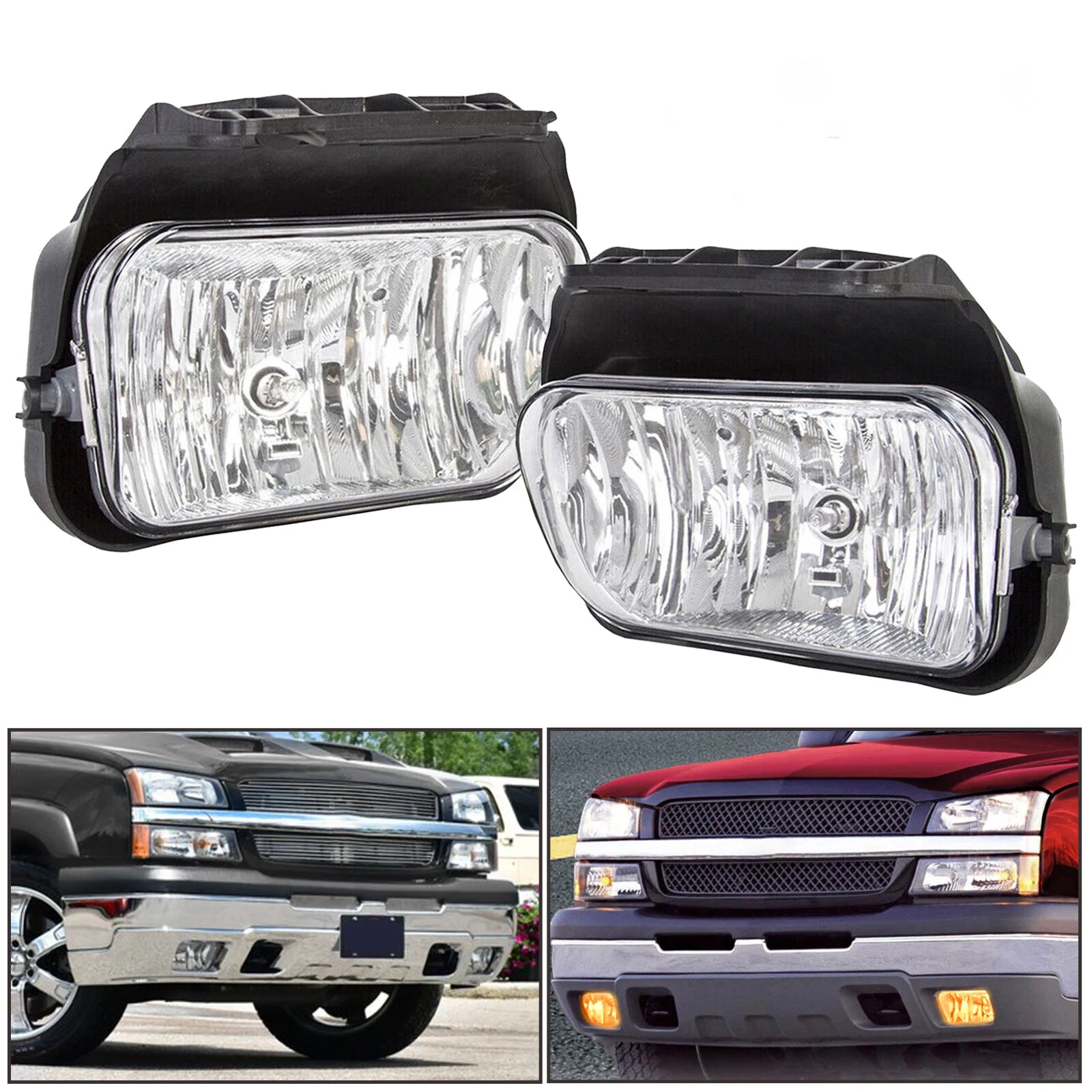 

Pair Fog Lamp Assembly For Chevy Silverado Avalanche 2003 2004 2005 2006 Left Right Daytime Running Day Light Fog Lamp