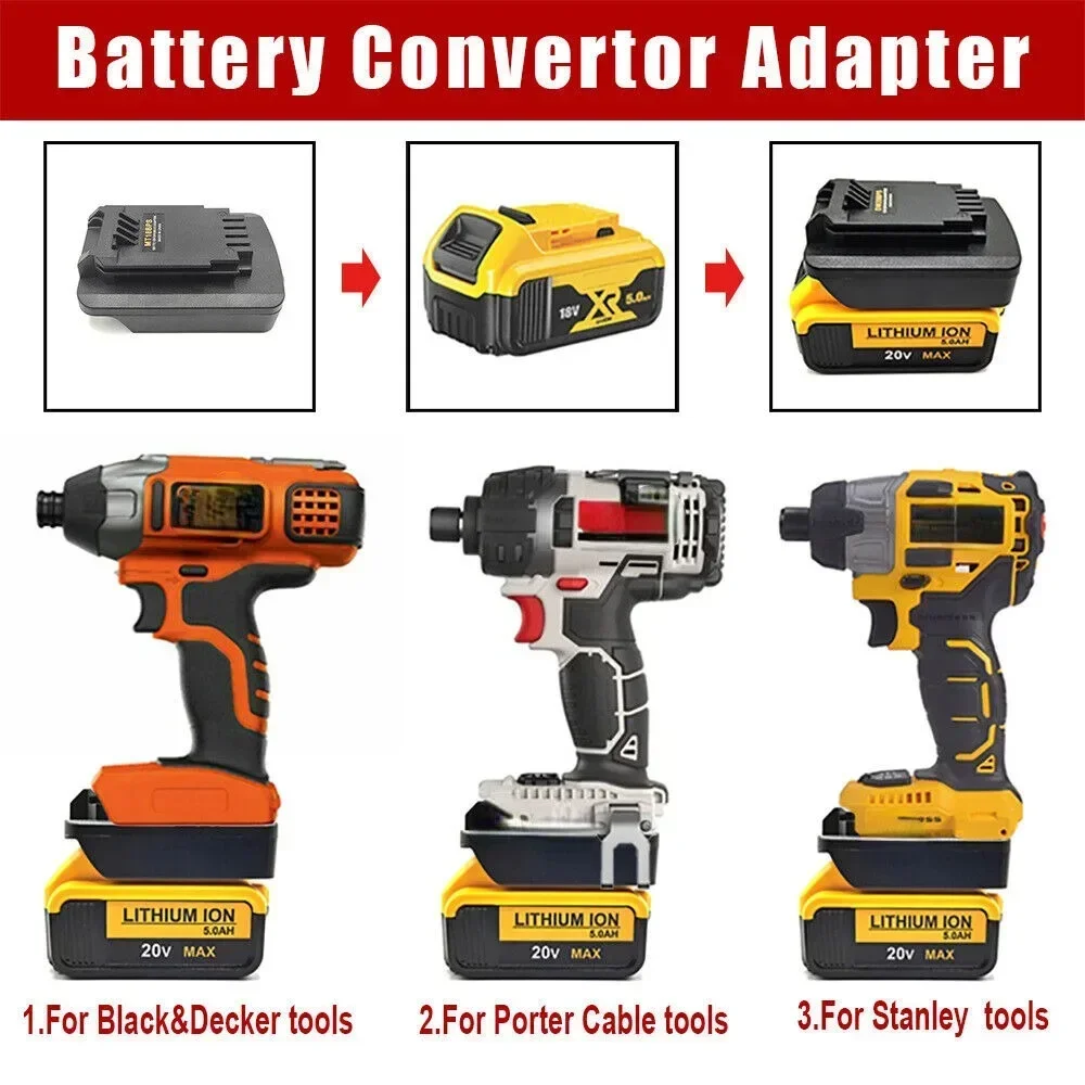 Imagem -02 - Conversor Adaptador de Bateria para Dewalt 18v Bateria de Lítio Converter para Black & Decker Porter Cabo Stanley 18v Ferramenta Elétrica