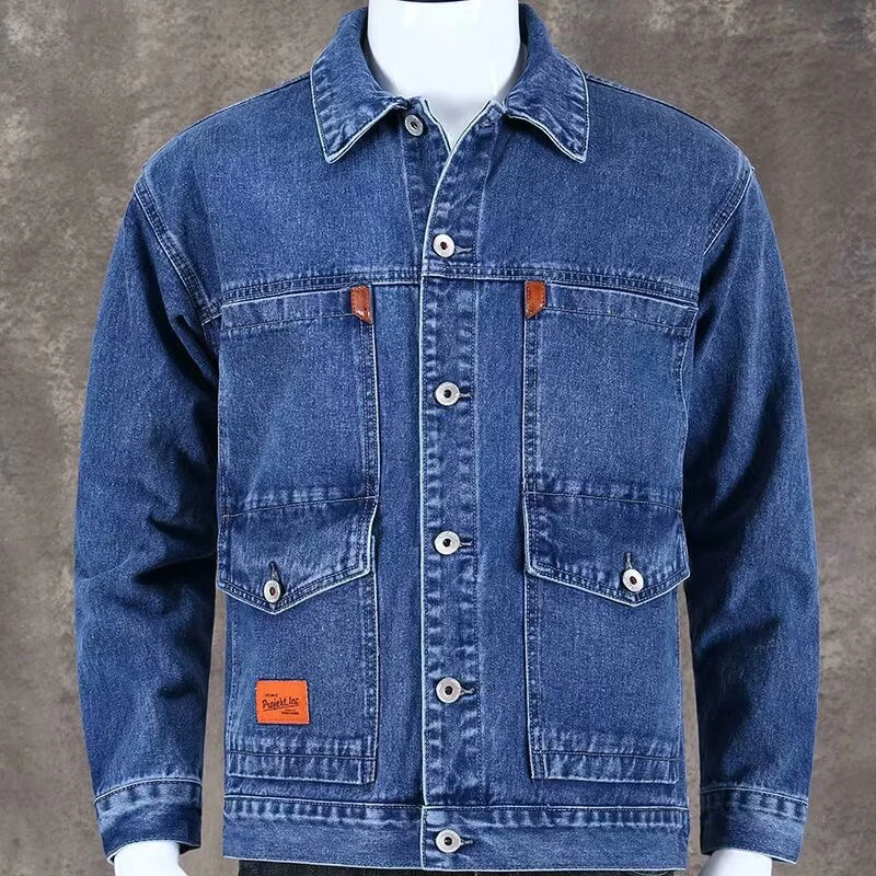 Spring Autumn Men's Denim Jackets Fashion Man Retro Streetwear Multil Pockets Jeans Jackets Classic MenWindbreaker Cow boy Coat