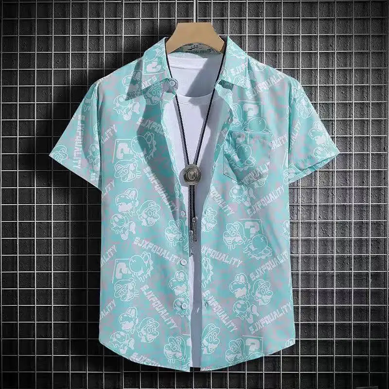 

Hawaii Ice Silk Flower fiti ort Sve Men's irt Thin Qui Dry Beach Casual Sle Polyester Fiber Summer Faion