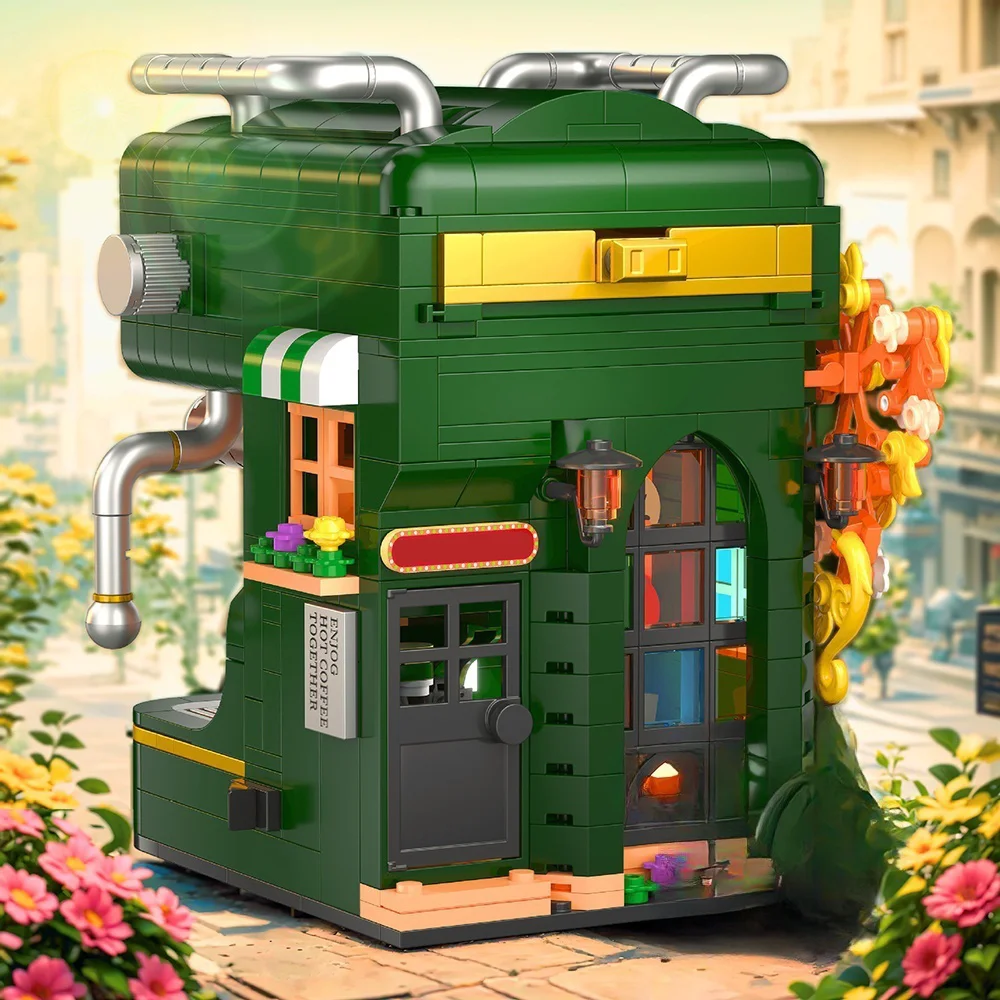 Vintage Bread and Coffee Machine Building Blocks Set Create A Charming Retro Diner Scene A Nostalgic DIY Project for Home Decor