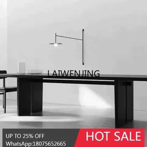 

T9-solid wood long table creative black log conference table