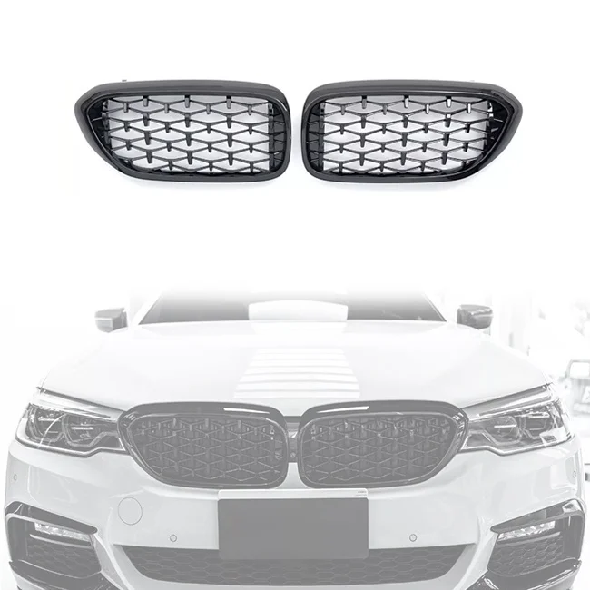 18-20 Kidney Diamond Chrome Black for BMW 5 Series Accessories ABS Grill G30 G38 2018-2020 Front Bumper Grille