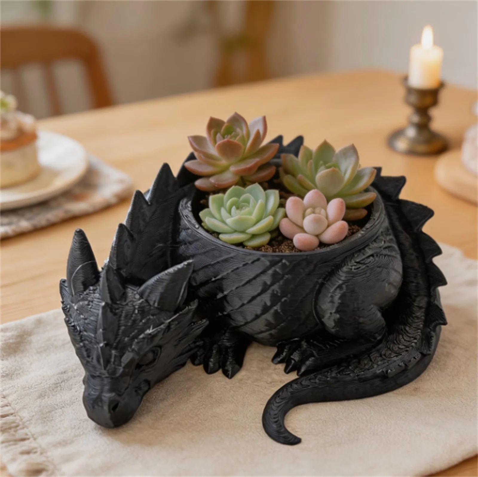 3D Printed Creative Sleeping Dragon Succulent Planting Pot, Cute Sleeping Dragon Succulent Planter, Home Decorative Planter