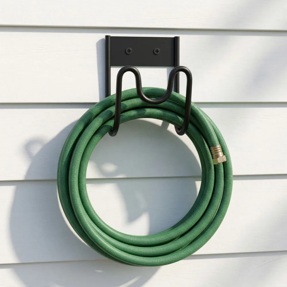 Rust Proof Garden Hose Holder Durable Heavy Duty Water Hose Rack Easy Installation Wall Mount Metal Wire Holder Outdoor