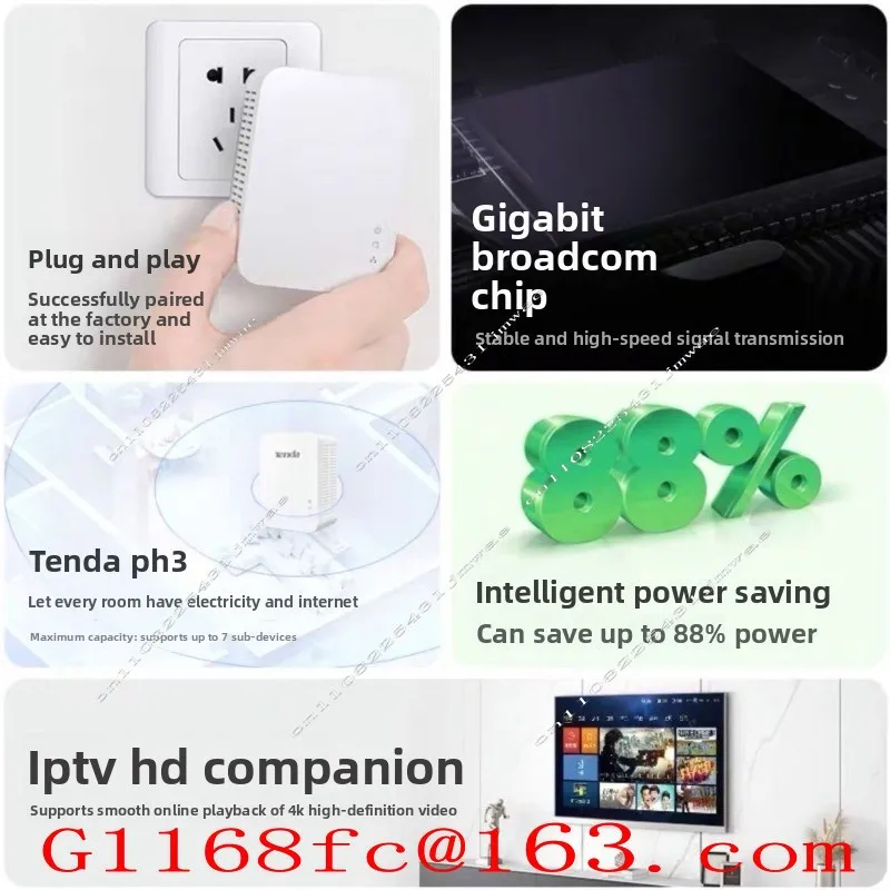 PH5 AV1000 WiFi Powerline Adapter Kit with Gigabit Ports Wi-Fi Power Line Booster, Broadband/WiFi Extender Plug and Play