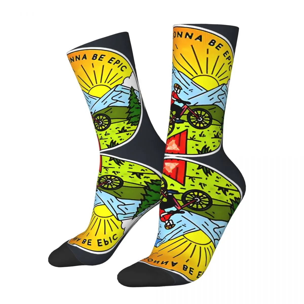 Funny MTB Sock for Men Hip Hop Vintage Sam Pilgrim Quality Pattern Printed Crew Sock Casual Gift official-website tops fugees