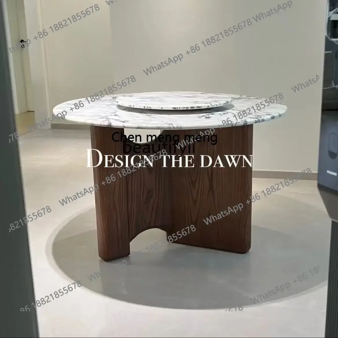 z183  French, marble dining table round light luxury medieval dining table retro small apartment designer multi-person dining