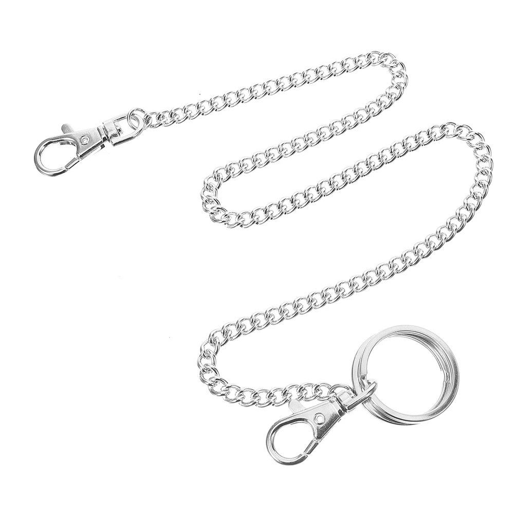 

1pcs Wallet Chain Men Sturdy Jeans Long Pocket Keychain Handbag Attachment Silver Clasp Functional Belt Pants Accessory