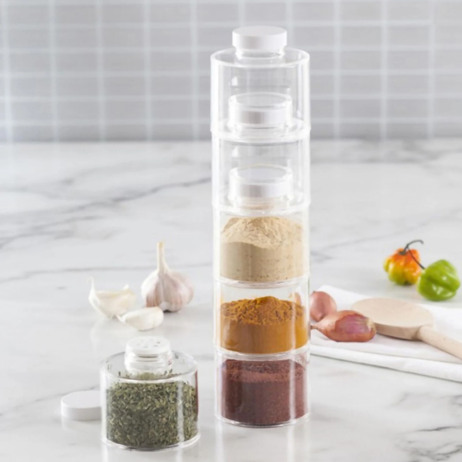 6 Pcs Tower Seasoning Jar Transparent Stackable Seasoning Bottle Spice Tata Seasoning Boxes Seasoning Storage Bottle for Kitchen