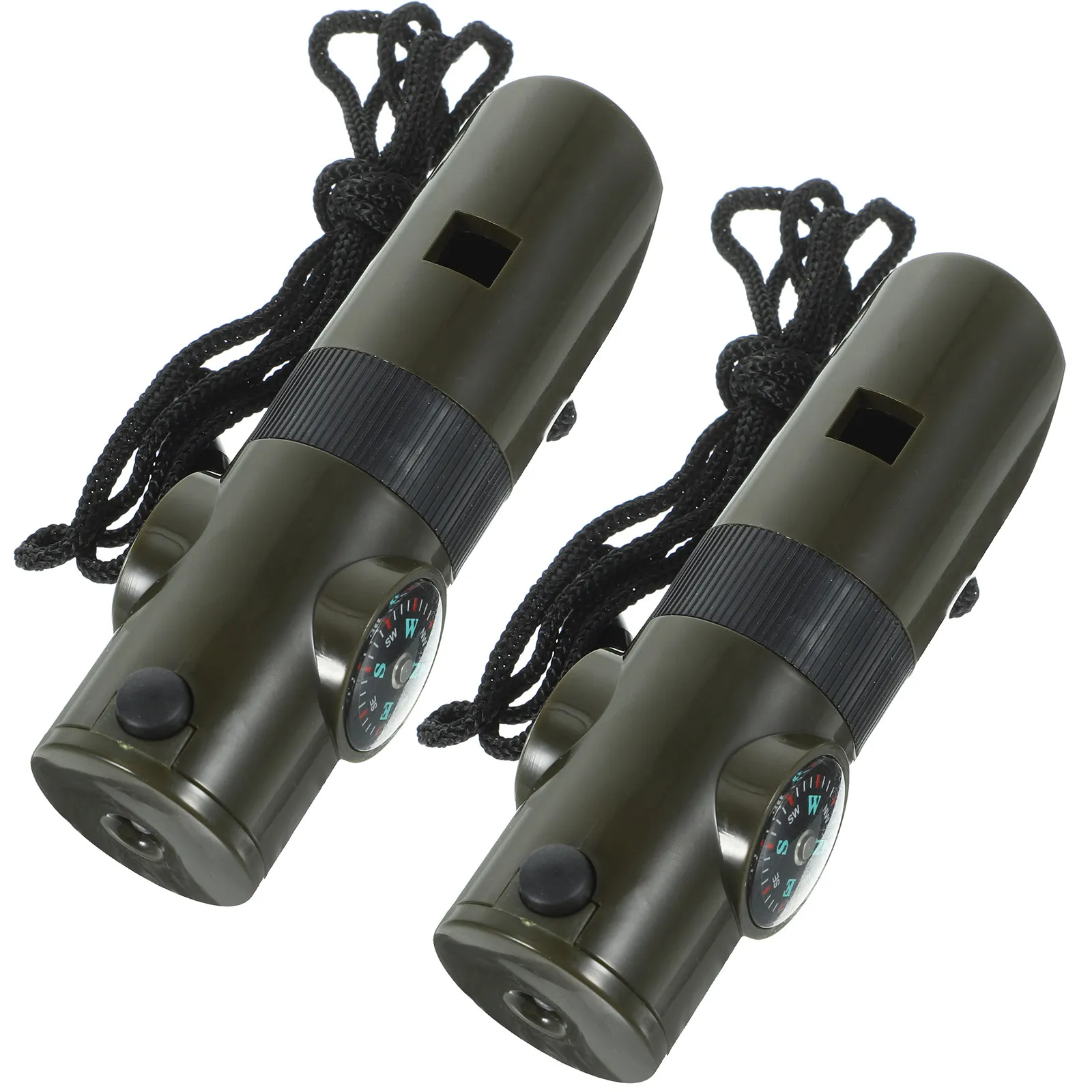 

2Pcs Multi-Functional Survival Whistles Emergency Tool Compass Thermometer LED Light Magnifier Outdoor Camping Hiking Safety