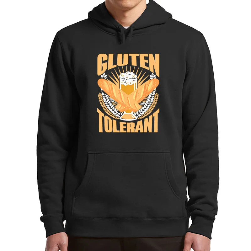 Gluten Tolerant Hoodies Retro Sarcastic Humour Beer Drinking Lovers Hooded Sweatshir Unisex Breathable Soft Pullovers