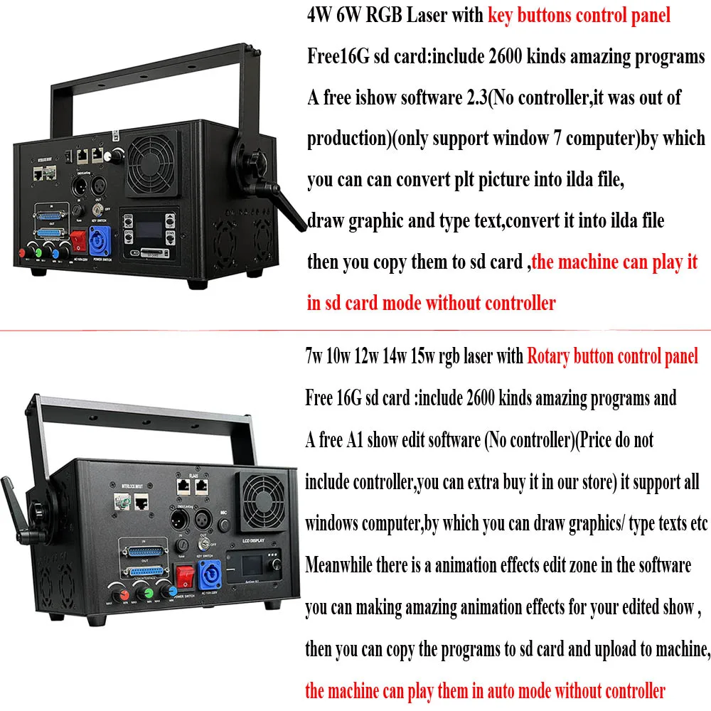 10W RGB Laser Light 3D Scanner Stage Laser Lights ILDA Laser Effects DMX512 Laser Beam Projector DJ Disco Party Laser for Stage