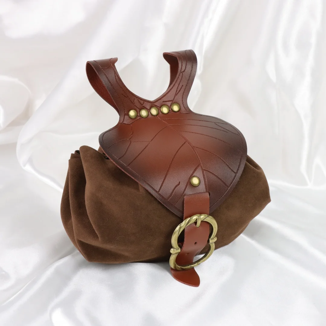 Halloween Medieval Leaf Shape Waist Pouch Vintage Leather Belt Bag LARP Elf Cosplay Party Dress-up Costume Accessory - view 3
