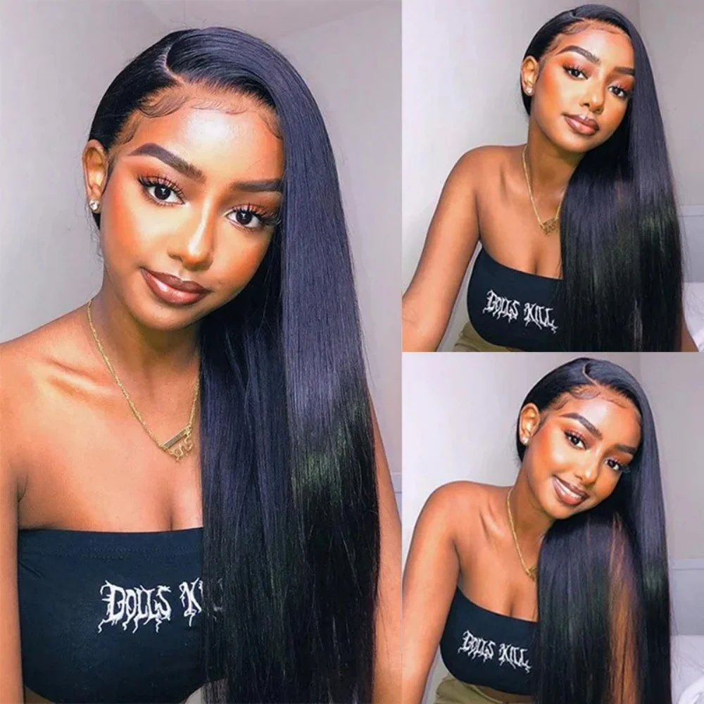 

26Inch Straight Lace Front Wigs Human Hair 200 Density 13x4 HD Transparent Lace Front Wig for Women Pre Plucked With Baby Hair