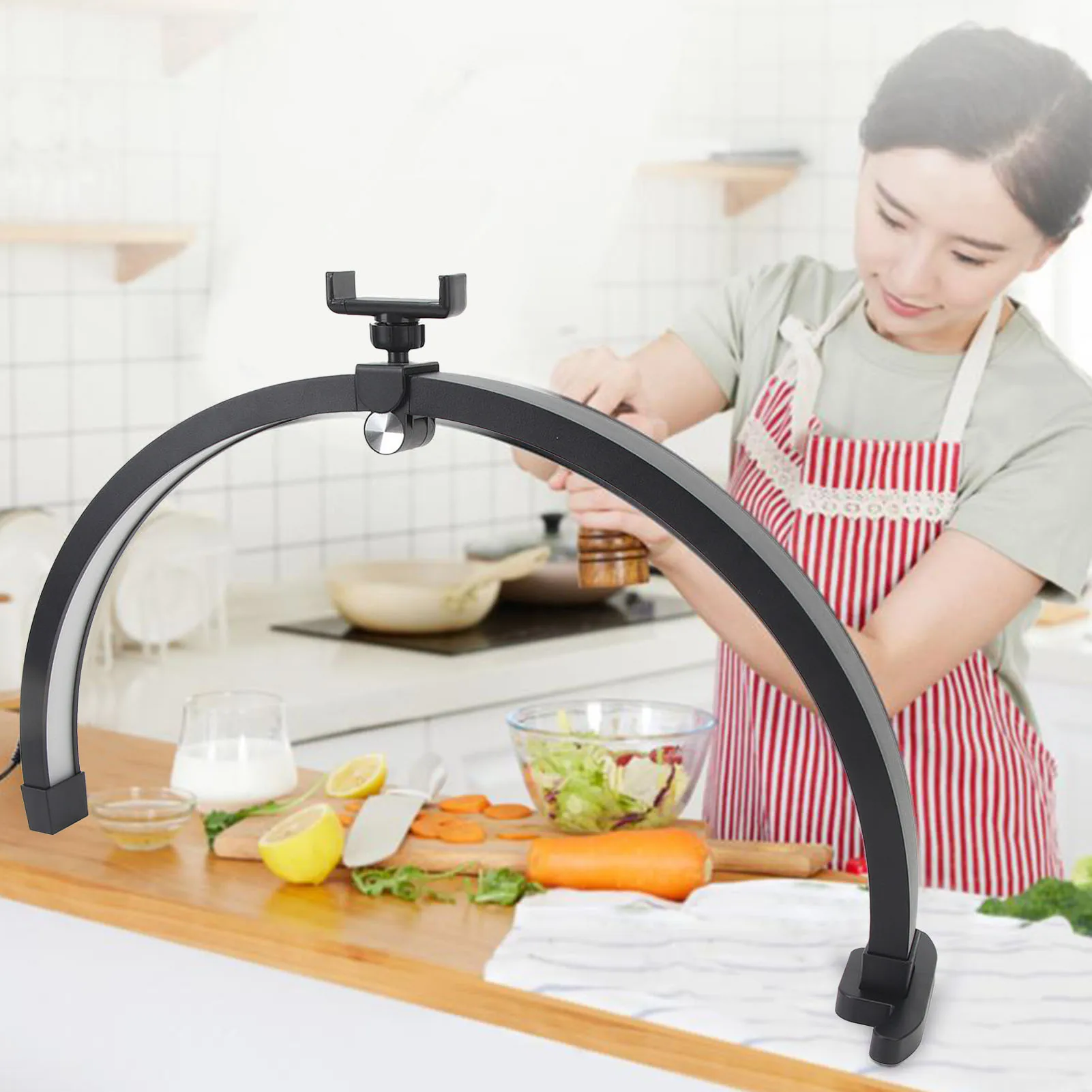 20 Inch Half Moon Nail Desk Lamp Foldable High Color Rendering 20W Touch Key Half Moon Fill Light with Phone Clip for Nail Art - view 3