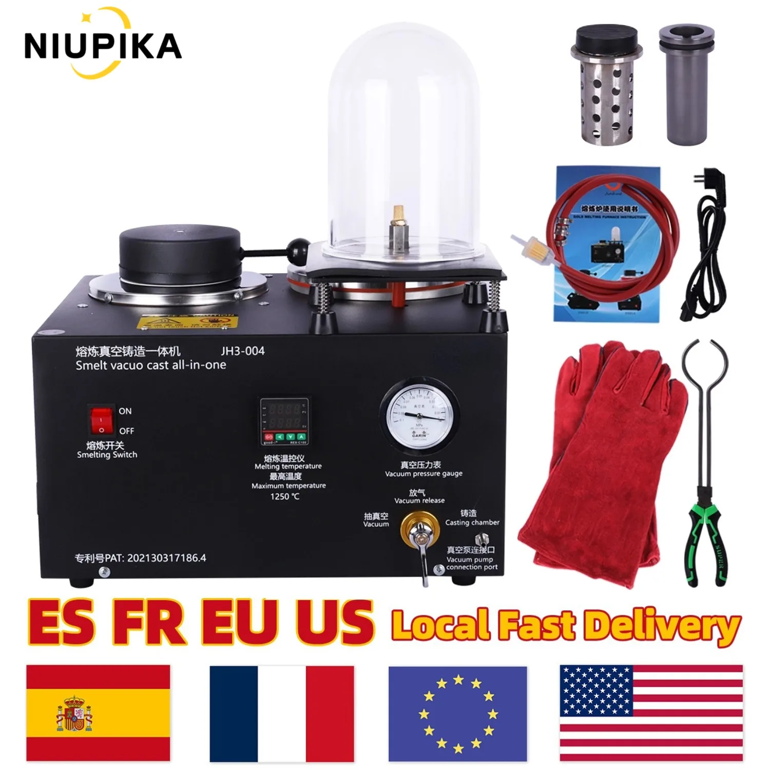 110V 2kg 1150 Jewelry Casting Machine With Crucible Kit - Digital Display High Temperature Refining Precious Metal Jewelry Casting Tool - Vacuum Jewelry Casting & Gold Melting Furnace Equipment Metal Casting Kit