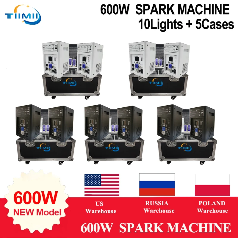 

5Case 10 Cold 600W Spark Machine Stage Effect DMX Remote Control For Wedding Celebration DJ Lighting Fountain Fireworks Ti