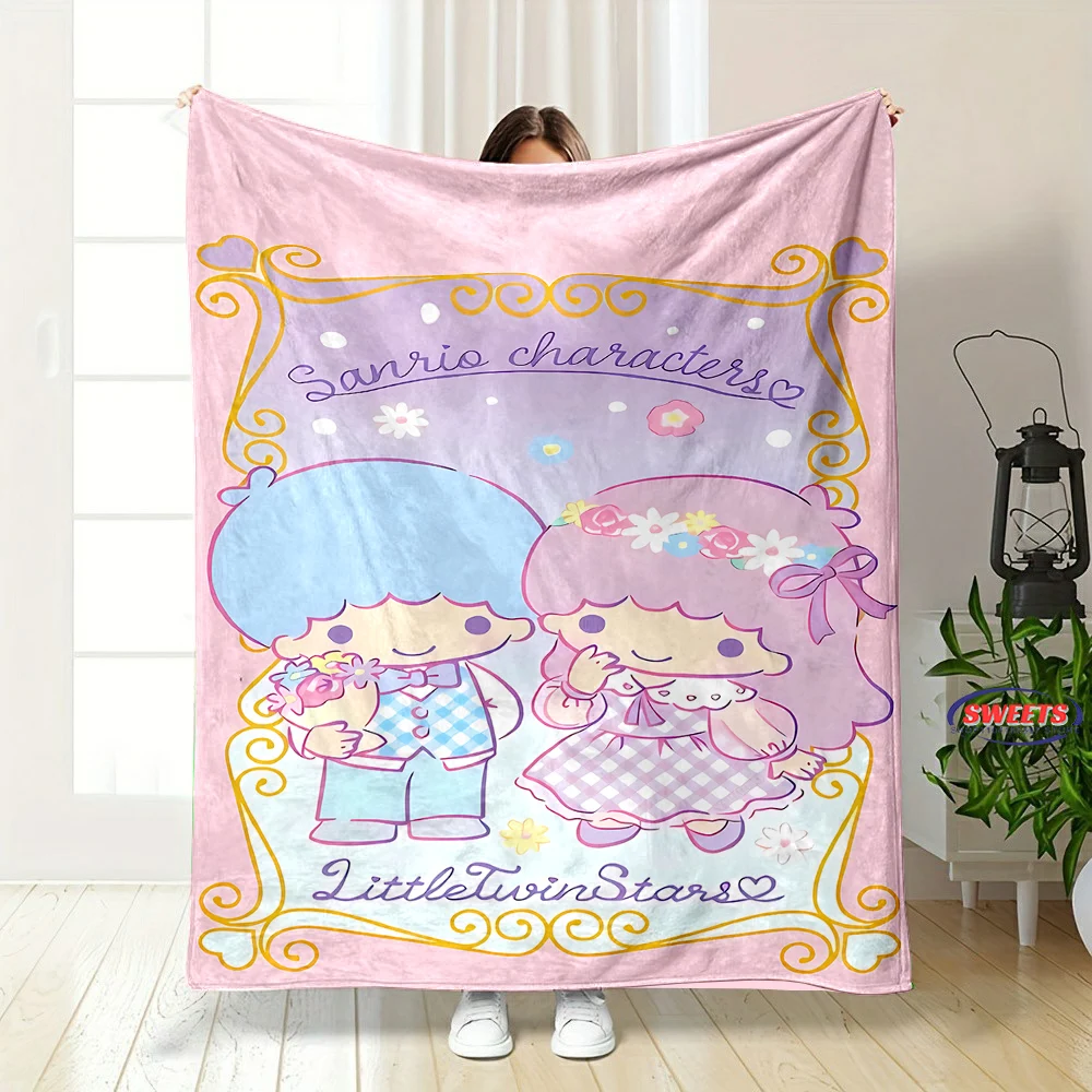 Comfortable and Soft Miniso Sanrio Kiki & Lala Blanket, Add Beauty To The Home, All Seasons,Home Office Can Be Used Blanket,Gift