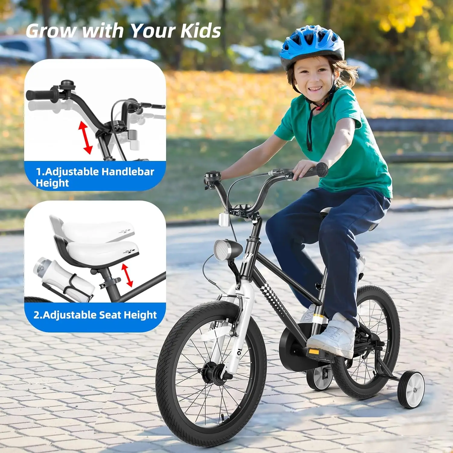 12 14 16 Inch Kids Bike with Training Wheels and Kickstand for Ages 3+ Years Old Bike Bicycle with Water Bottle Holder