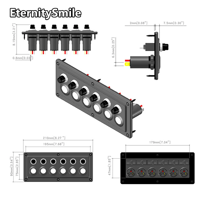Auto Marine Boat Single Point Universal 6 Gang Led Touch Switch Panel Control System con circuito Breaker12-24V