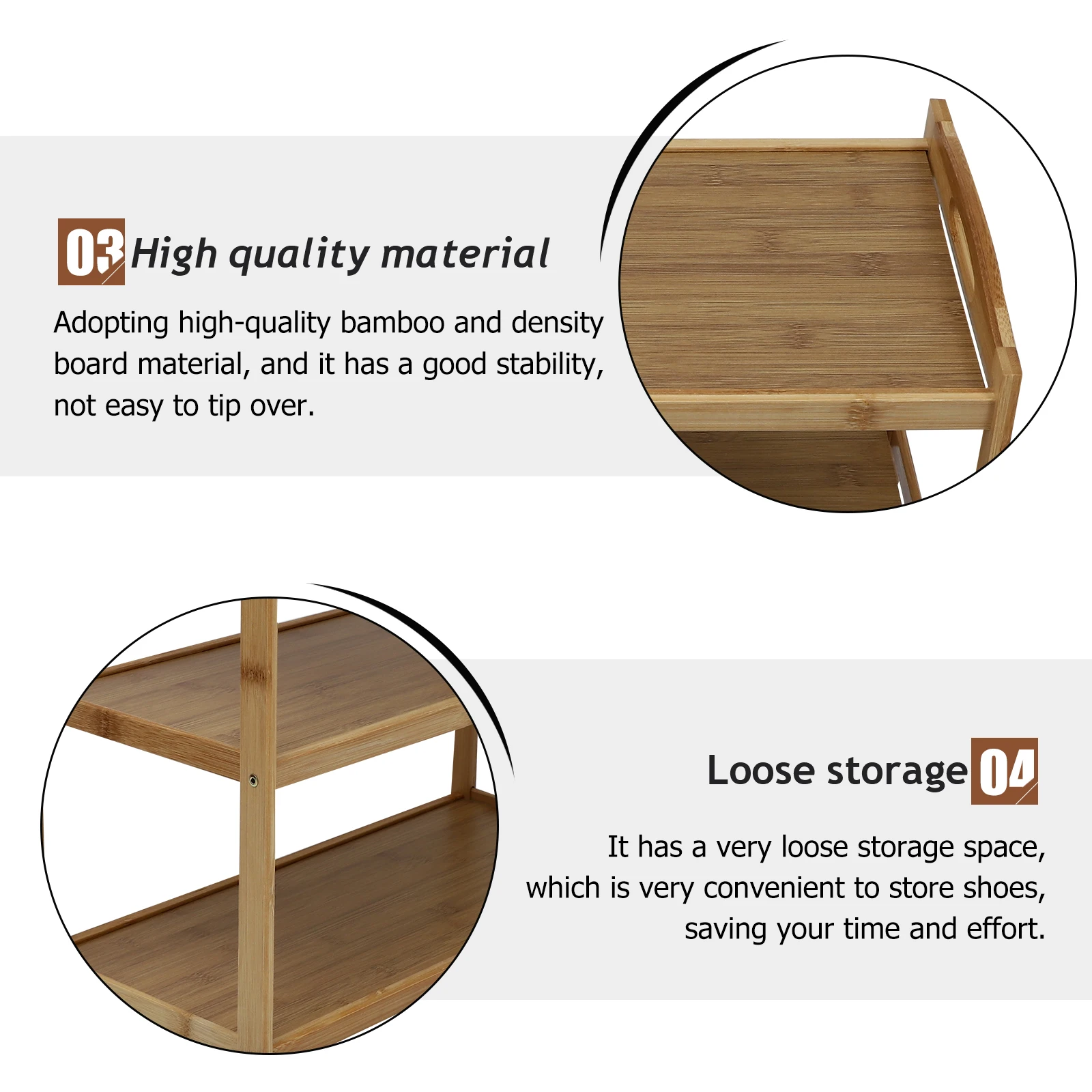 

1Pcs Bamboo Shoe Rack Three-Layer Storage Organizer Home Shoe Shelf Stable Multi-Purpose Gift Household Storage Rack