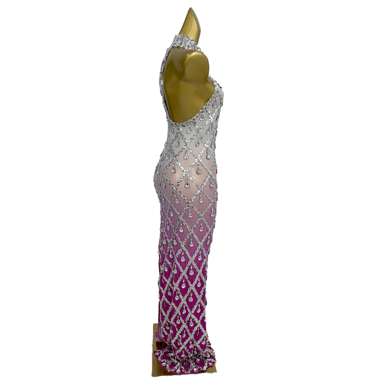 Rotterdam Kly-Robe Longue Élégante avec Strass pour Femme, Tenue de Soirée, de Mariage, de Bal, d'Anniversaire, de Photographie, Shaokaojia