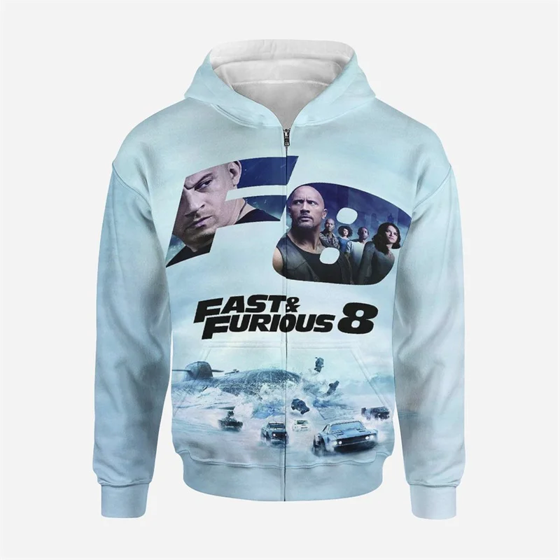 Fast & Furious 3D Print Men Children Zip Hoodie Streetwear Hot Selling Road Racer Style Spring And Autumn Jacket Sweatshirt