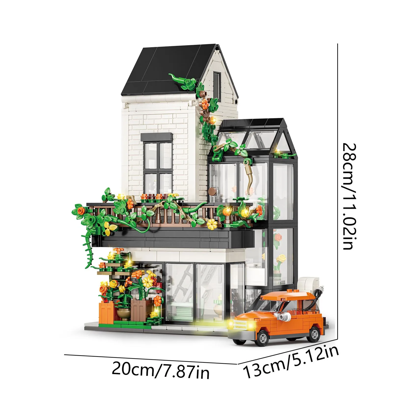 MOC Sunshine Flower House With Car Building Blocks Set Duplex Villa Architecture DIY Toy For Children Kids Birthday Holiday Gift