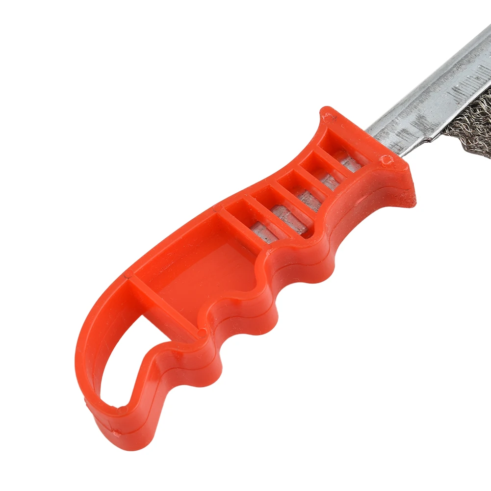 

Stainless Brush For Hand Metal Prep Red+Silver Removal Steel Tools Welding Wire Workshop Cleaning Hot New Useful